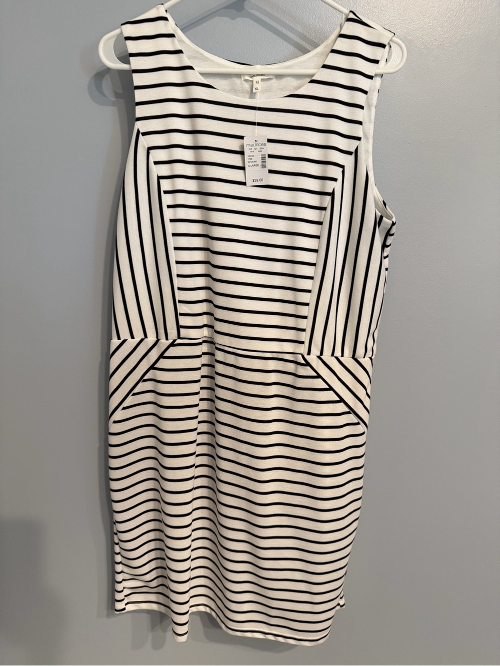 Striped Sleeveless Dress - White/Black
